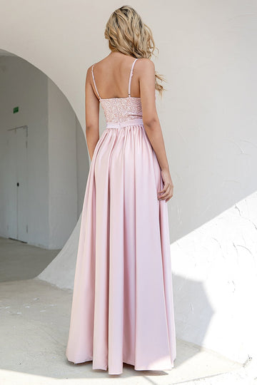 Blush Sequins Formal Dress with Slit